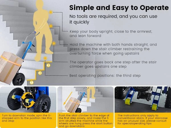 Electric Stair Climbing Dolly, 1200W Folding Stair Climber Hand Truck Dolly Cart