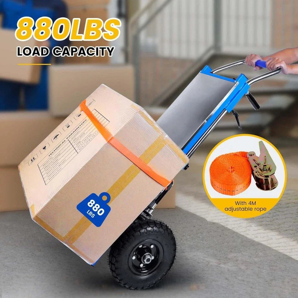 Electric Stair Climbing Hand Truck 1200W Cart Dolly 880lb Load Inflatable Wheels