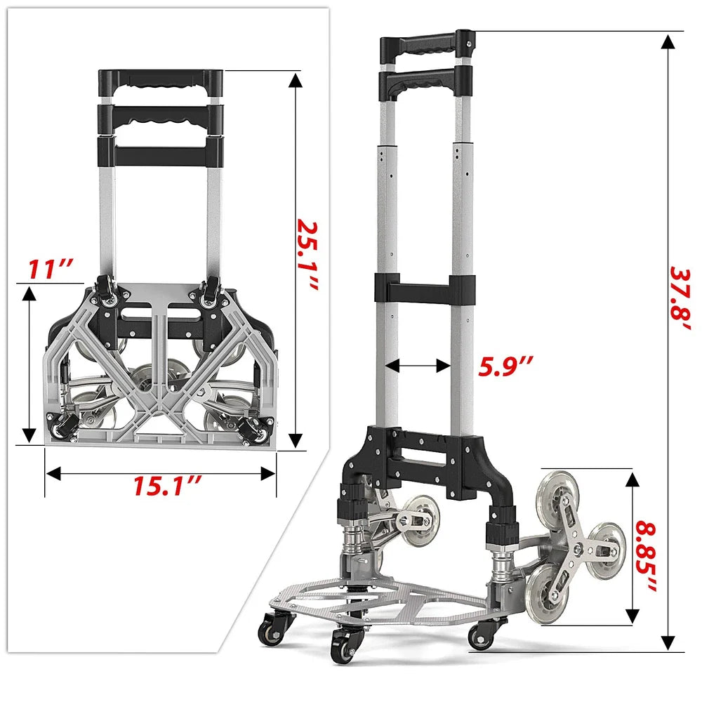 330 Lbs Capacity Stair Climber Hand Truck Dolly Heavy Duty Stair Climbing Cart