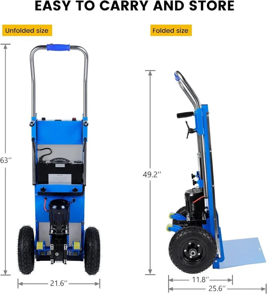 Electric Stair Climbing Hand Truck 1200W Cart Dolly 880lb Load Inflatable Wheels