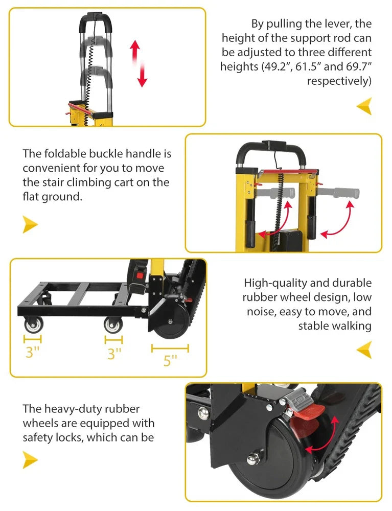 Electric Stair Climbing Hand Trucks Dolly Cart for Moving 441lb Capacity