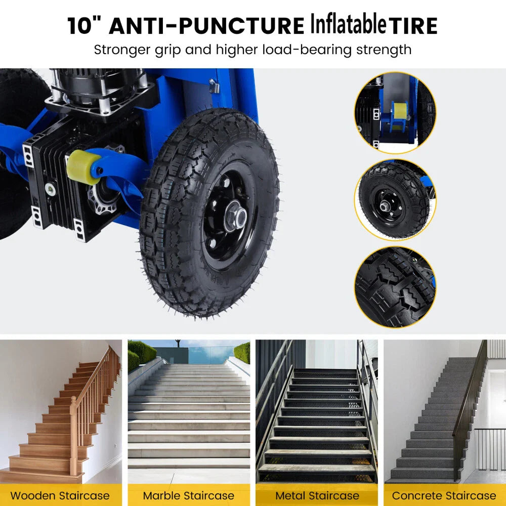 Electric Stair Climbing Hand Truck 1200W Cart Dolly 880lb Load Inflatable Wheels